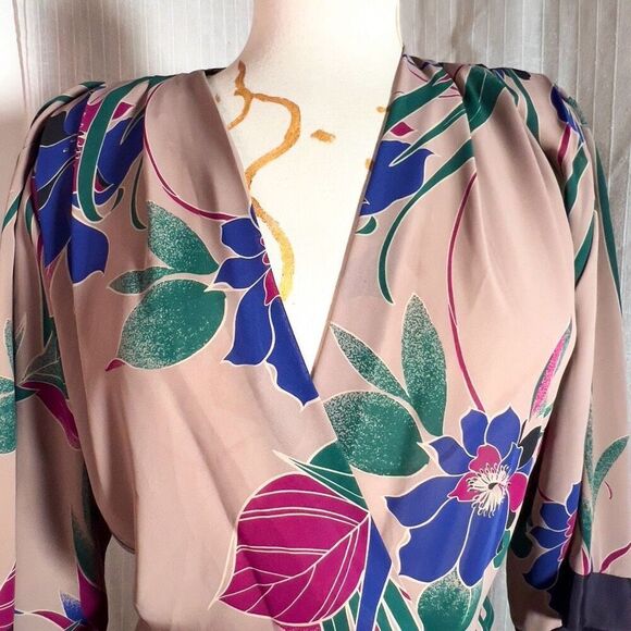 Kono | Women’s | Dresses | M | Vintage Sheer Dark Beige Floral Kimono Style Dres - Picture 2 of 6